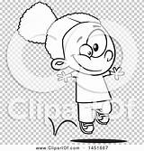 Hopping Lineart Illustration Cartoon Happy Girl sketch template