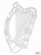 Harp Coloring Pages Irish Celtic Drawing Printable Drawings Paintingvalley sketch template