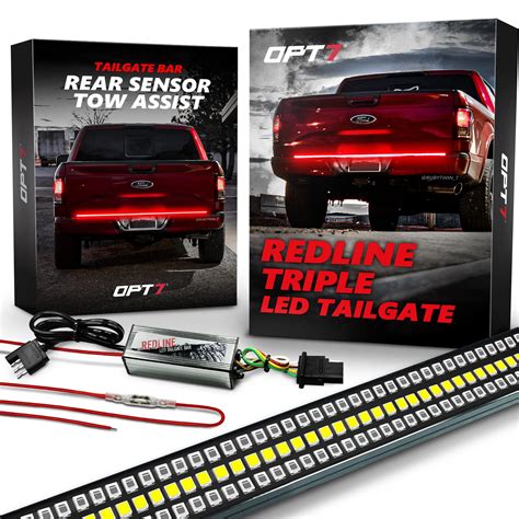 buy opt  redline triple led tailgate light bar wsequential red turn signal  module
