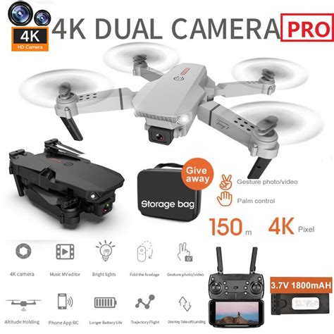 pro  drone rc quadcopter foldable portable wifi drones   hd dual camera altitude