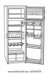 Empty Fridge Refrigerator Open Illustration Vector Drink Isolated Vertical Background Coloring Template Sketch Pages Shutterstock Cartoon Para Colorear Search sketch template
