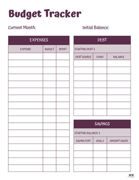 monthly budget planner  printables gambaran