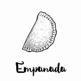 Empanada Typique Icônes Dessiné Animés Cliparts Modèle Amérique sketch template