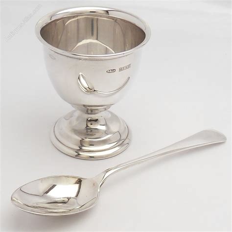 antiques atlas fine silver cased egg cup spoon set birm