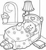 Coloring Pages Night Sleep Teddy Sleepover Bear Time Party Pajama Goodnight Tight Color Bed Starry Printable Holidays Drawing Good Sleeping sketch template