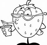 Coloring Cartoon Pages Kids Juice Characters Character Colouring Easy Royalty Drawing 80s Fruits Funny Color Clipart Print Cartoons Printable Strawberry sketch template