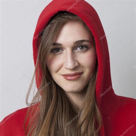 fashionable happy  girl wearing  hoodie   coolness stock