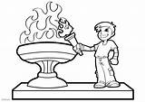 Coloring Olympic Torch Olympique Coloriage Flamme Pages Dibujo Olympisches Feuer Colorear Kids Llama Vlam Olympische Malvorlage Para Carry Flame Kleurplaat sketch template