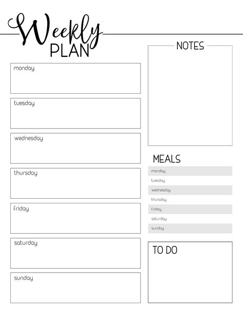 weekly planner template  printable paper trail design