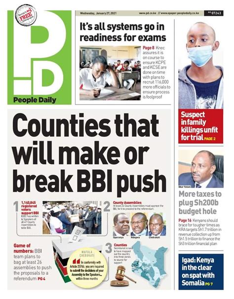 kenyan newspapers headlines  january  samrack media