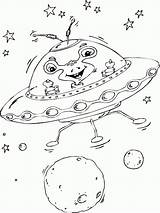 Alien Flying Saucer Coloring Finished sketch template