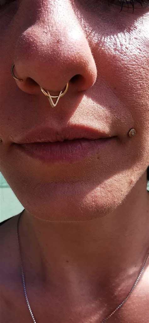 Septum Nose Piercing In 18ct Gold Etsy