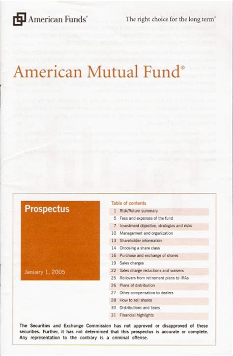mutual fund prospectus summary  statutory prospectus