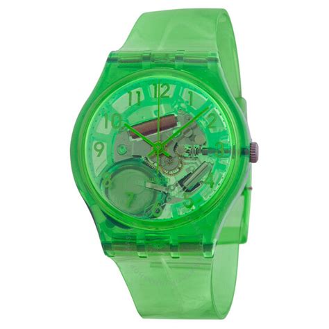 swatch limade green translucent dial green translucent silicone unisex  gg