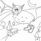 Vampire Colouring Bat Halloween Pages Print sketch template