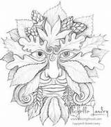 Pyrography Greenman Embroidery Shadows Stained Adults sketch template