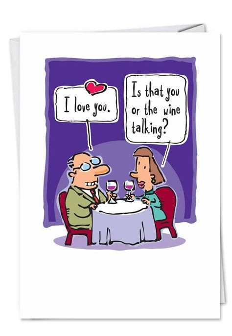 Wine Love Cartoon Funny Birthday Card