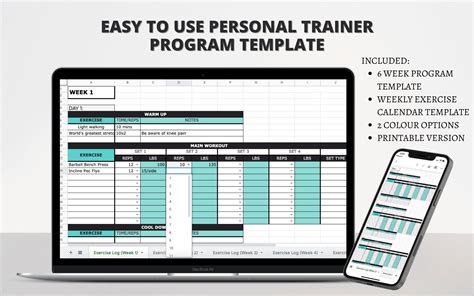 personal trainer program template electronic  version etsy