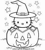 Halloween Coloring Pages Kitty Hello Kids Easy Drawing Printable Color Cute Simple Pumpkin Drawings Children Colouring Sheets Print Cartoon Trick sketch template