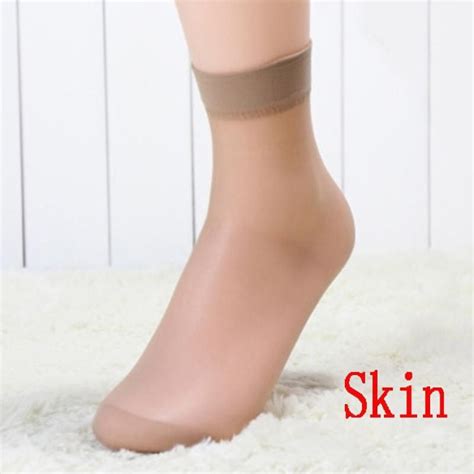 10 pairs sexy ultra thin elastic silky short silk stockings women ankle