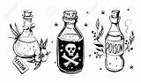 Potion Potions Clipart Bottles Bottle Poison Tattoo Vector Drawn Illustration Drawing Alchemy Halloween Witch Outline Hand Drawings Cute Doodle Converted sketch template