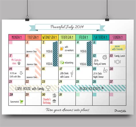 calendar monthly planner  printable  behance