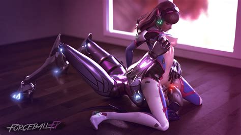 rule 34 3d blue hair breasts brown hair d va duo facesitting female