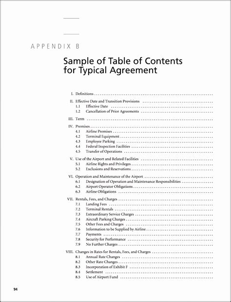 table  contents template  sampletemplatess sampletemplatess