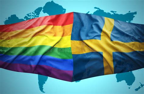 Sweden And Rainbow Flags Stock Image Image Of North 102533203