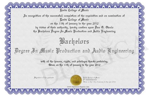 bachelors degree in music production and audio engineering