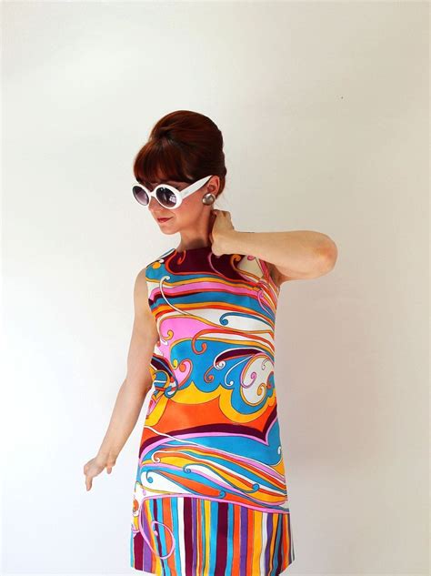 1960s Models In Bold Short Orange And Yellow Mod Aline Dresses Free