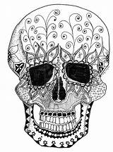 Dead Drawing Skull Sugar Zentangle Coloring Adult Pencil Skulls Printable Doodle Cool Getdrawings Choose Board Mask sketch template