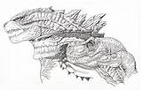 Godzilla Zilla Rex Velociraptor sketch template