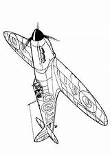 Coloring Pages Ww2 Wwii War Kids Airplane Planes Spitfire Plane Fun Aircrafts Drawing Hurricane Outline 1940 Adults Printable Aircraft Tank sketch template