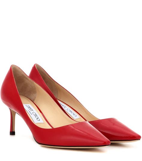 jimmy choo romy  patent leather pumps  red modesens