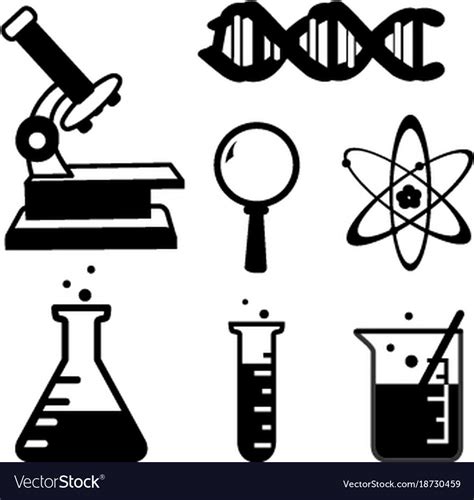 set  science stuff icon lab cartoon icon vector image