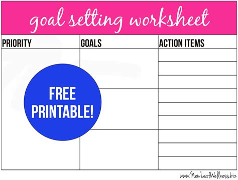 printable goal setting forms  printable templates