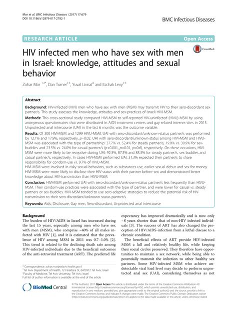 Pdf Hiv Infected Men Who Have Sex With Men In Israel