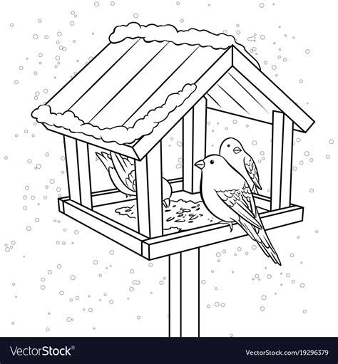 winter bird feeder coloring book royalty  vector image