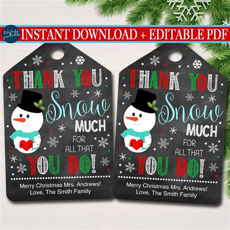 christmas gift tags   snow      printable
