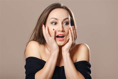 Extremely Surprised Woman With Open Mouth Stock Image Image Of Amazed