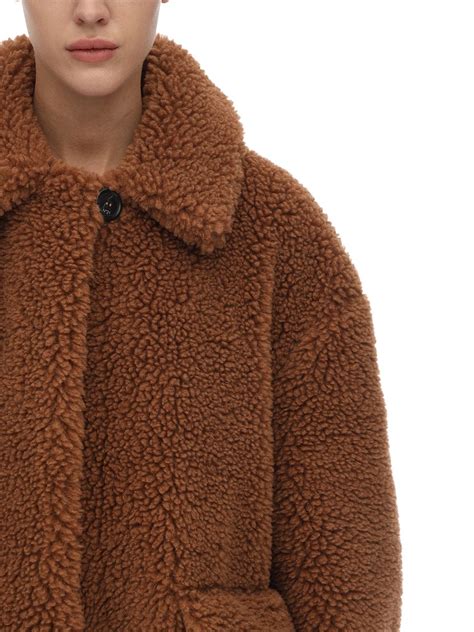 faux shearling teddy coat  brown modesens