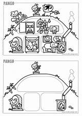 Pango Bunny Coloring Printable House Color Workshop Drawing sketch template