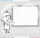 Presenting Chalkboard Blank School Girl Outlined Coloring Clipart Cartoon Vector Thoman Cory sketch template