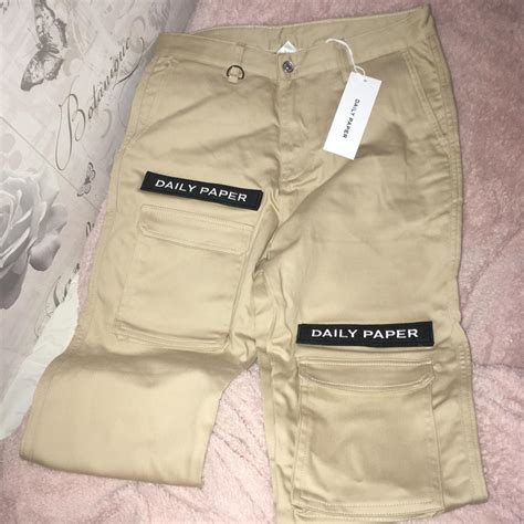 daily paper cargo pants beige size   depop