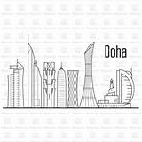 Qatar Landmarks Rfclipart Doha Royalty Cityscape sketch template