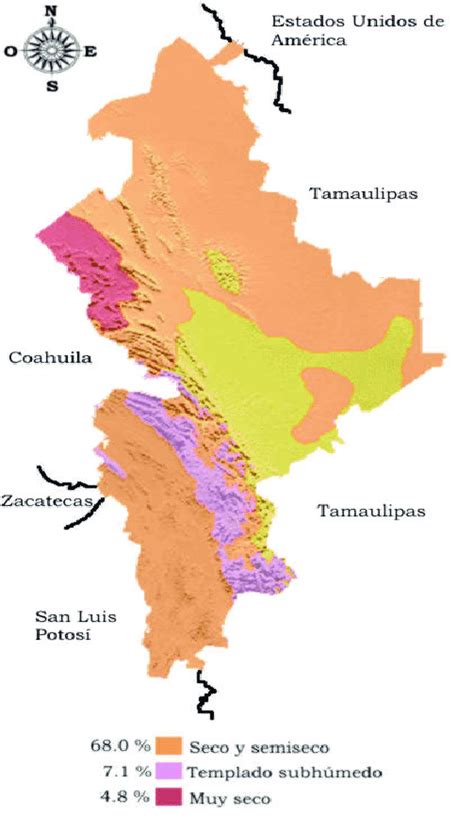 Mapa De Nuevo León Simplifi Cado Que Indica Los Climas Predominantes