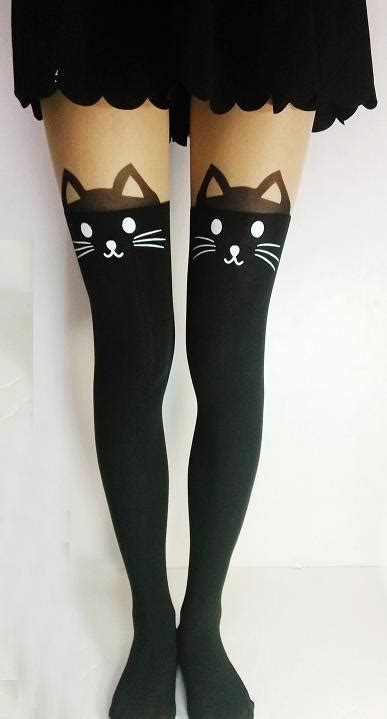 Free Shipping Cute Cat Tail Kitten Knee High Tattoo Stockings Pantyhose