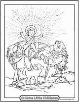Coloring Jesus Christmas Shepherds Baby Manger Pages Printable Joseph Mary Drawing Children Visit Merry Nativity Color Scene Print Scenes Getcolorings sketch template