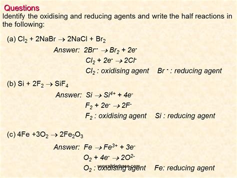 identifying oxidising  reducing agents